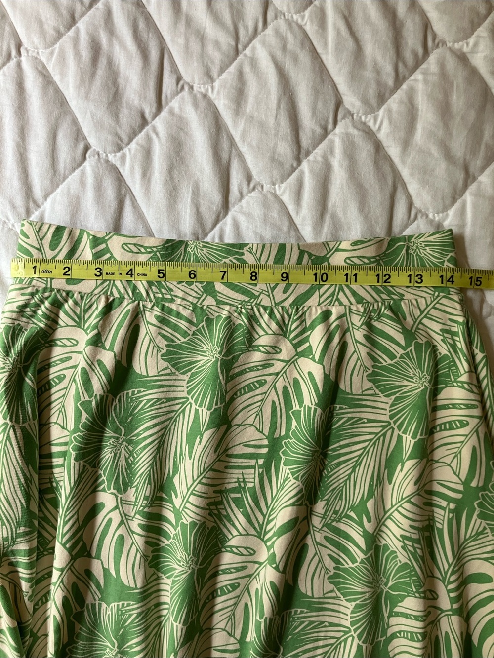 Pact Organic Cotton Green and White Tropical A-Line Skirt - Picture 3 of 4
